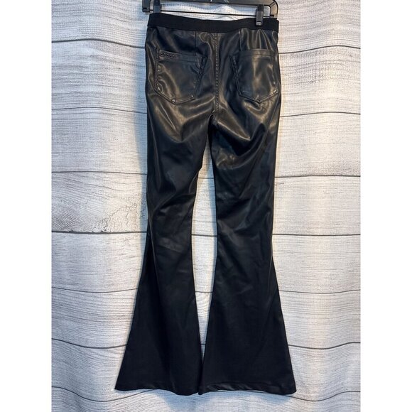 BLANK NYC Black Faux Leather Pull up Bell Bottom Flare Pants Size 27 - Picture 2 of 3
